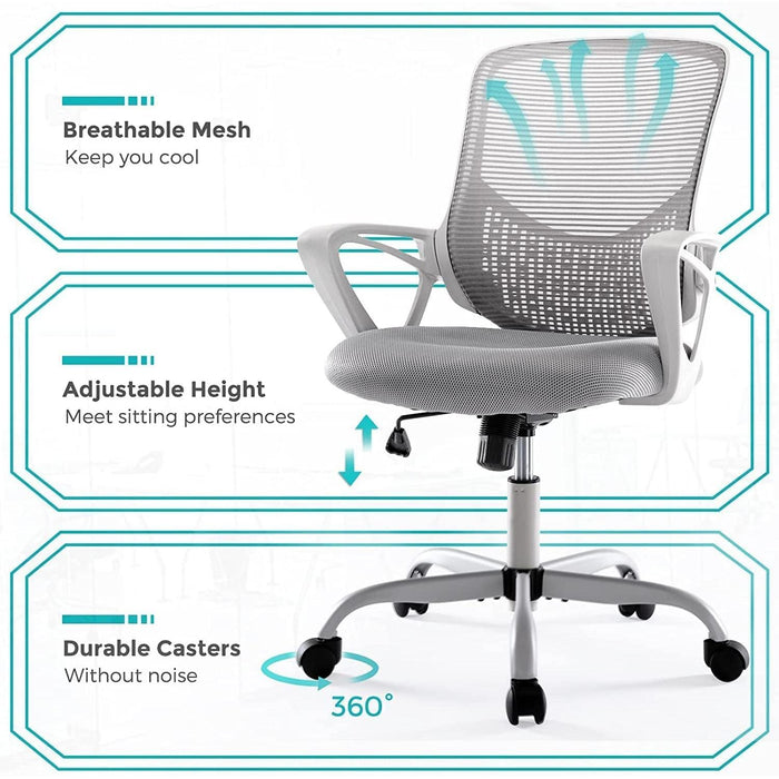 Ergonomic Mesh Office Chair with Armrests and Height Adjustment