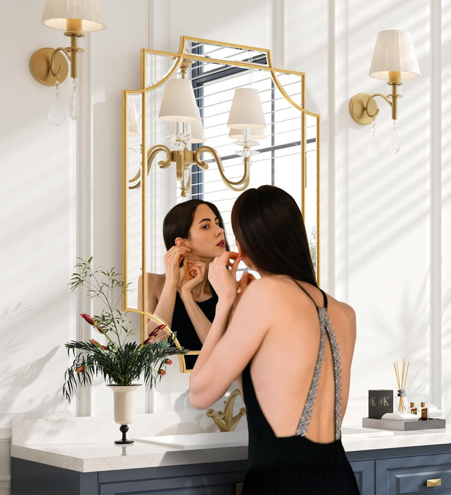 24"X36" Gold Foil Scalloped Edge Decorative Vanity Wall Mirror