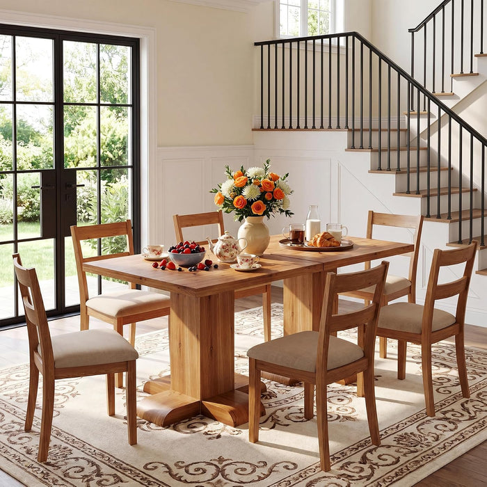 Tribesigns Solid Wood Square Dining Table 31.5 Inch Space-Saving | Natural Wood Grain Kitchen Table, Space-Saving for 2-4 People, Rustic Farmhouse Style for Dining Room, Apartments, Restaurant