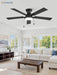52Inch Ceiling Fans with Lights, Low Profile Ceiling Fan with Pull Chain and Remote Control, Flush Mount, Reversible, Dimmable, Noiseless, Black Pull Cord Ceiling Fan for Bedroom