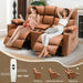Power Loveseat Recliner Sofa with Console, Loveseat Reclining Sofa with Heat & Massage, Home Theater Seating with Lumbar Pillow for Living Room, RV Recliner Loveseat(Pu, Yellowish Brown)