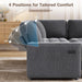 85 Inch Modular Sectional Sofa with Pull Out Bed, Chenille L Shaped Sectional Sofa with USB Ports/Reclining Backrest/Storage Seats, Tool-Free Assembly, Sofa Couch for Living Room Dark Grey