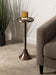 Sanzo Modern Pedestal Drink Table, 9 X 9 X 23, Bronze, Decorative End Table with Hammered Tabletop