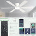 56 Inch Ceiling Fans with Lights, White Flush Mount Ceiling Fan with Light and Remote/App Control, 3Cct,Dimmable, Noiseless, Low Profile Ceiling Fan for Bedroom, Patio, Indoor/Outdoor Use