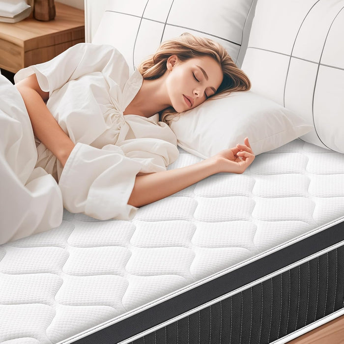 Queen Mattress 10 Inch, Upgrade Strengthen Queen Size Hybrid Mattresses in a Box, Memory Foam Queen Mattress Made of Individually Pocketed Springs for Support and Pressure Relief, Medium Firm