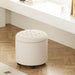 Modern round Storage Ottoman,Button Tufted Ottoman Foot Stools Ottoman Footstool with Removable Lid Storage Ottoman for Living Room, Bedroom, Makeup Room，Beige