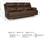 Vonryan Modern Leather Match Power Reclining Sofa with USB Ports, Dark Brown