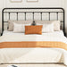 Metal King Size Headboard Only, Adjustable Height, Steel King Headboard with Bed Frame Brackets Adapter, Farmhouse Victorian Style, Easy Assembly, Black