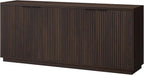 68'' Fluted Sideboard Buffet Cabinet, Ribbed Wooden Credenza with 4 Doors, Adjustable Shelves, and Cable Management Cut-Outs for Dining Room, Kitchen, Living Room or Entryway, Alder Brown