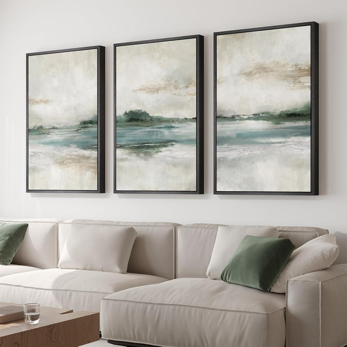 Framed Nature Landscape Canvas Triptych 24x36 Inches