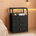 Black Night Stand, Small Dresser for Bedroom, Nightstand with 3 Fabric Storage Drawers and 2-Tier Shelf, End Table Side Furniture for Closet, Hallway, Nursery, Sturdy Steel Frame, Wood Top