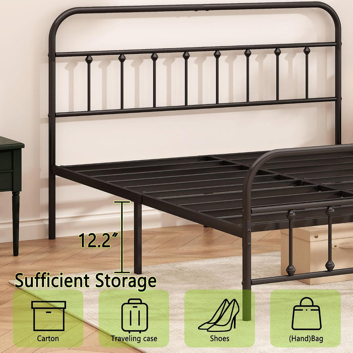 Metal Bed Frame Queen Size,Easy to Assemble,Black