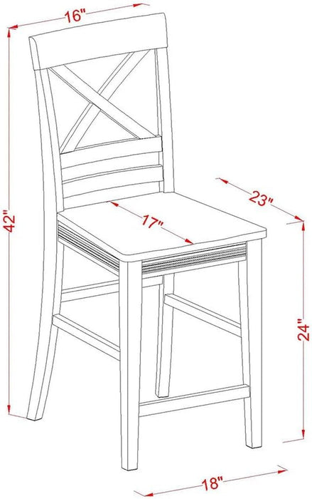 Quincy Counter Barstool-Pub Height Dining Chairs, Set of 2, Buttermilk & Cherry