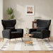 Black Velvet Wingback Chair Upholstered With Pillow