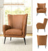 Faux Leather Accent Chair W/Removable Cushion, Comfy Upholstered Armchair with Black Metal Legs & Nailhead Trim Wingback Vanity Chair Desk Chair for Reading Living Room Bedroom, Camel