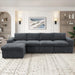 Sectional Sofa, 132" Oversized 4 Seater Couch with Ottoman for Living Room, Corduroy, Gray