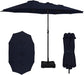 15FT Extra Large Patio Umbrella with Base Included, Heavy Duty Rectangle Outdoor Double-Sided Market Umbrella with 12 Strong Ribs for Patio, Garden, Lawn, Deck & Pool