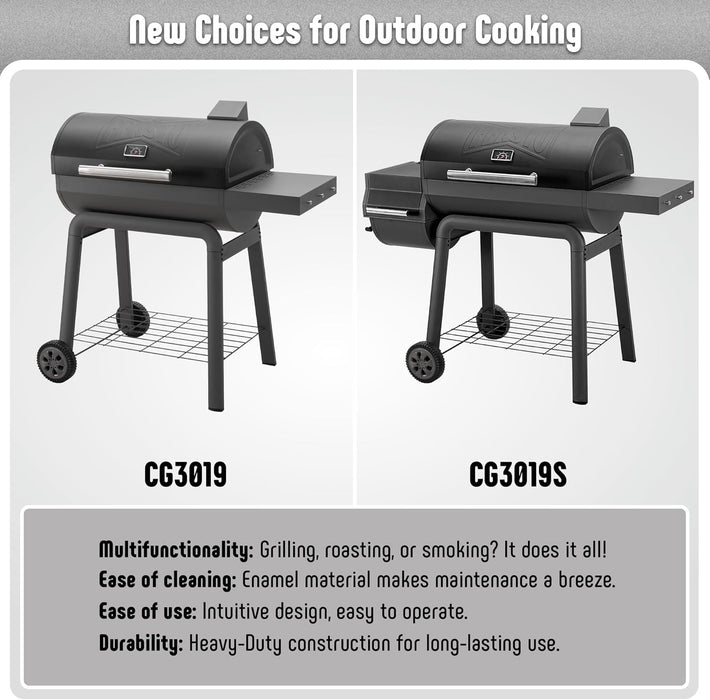 BBQ Charcoal Grill with Side Table, 30-In Heavy Duty Outdoor BBQ Grill with 647 Sq. in Cooking Area for Outdoor Barbecue in Backyard, Patio and Parties, Black