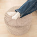 round Ottoman Pouf Ottoman Foot Stool Seat Faux Fur Bean Bag Foot Rest Floor Chair Leg Rest for Living Room, Bedroom or Wedding Gifts 20X20X14 Inches (Khaki)