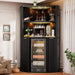71-Inch L-Shaped Bar Cabinet Fridge Space Freestanding