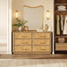 55" Extra Wide Dresser for Bedroom - Burl 6 Drawer Chest of Drawers