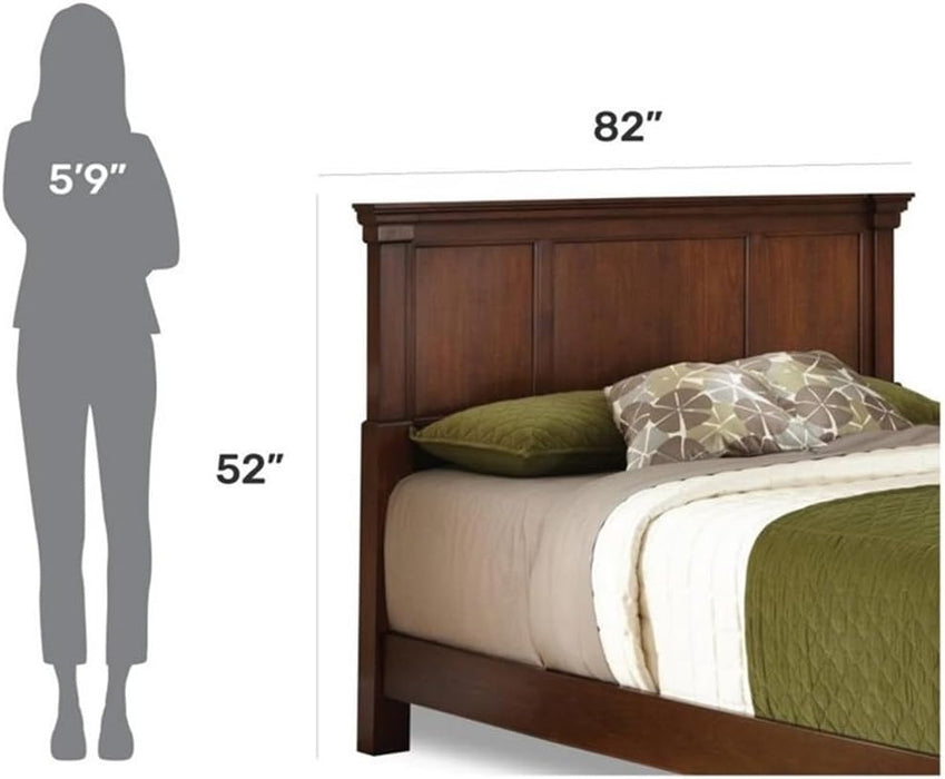 52" X 82" Traditional Wood King Headboard with Recessed Frame Moldings and Carved Detailed, Some Assembly Required, in Warm Cherry Brown Finish