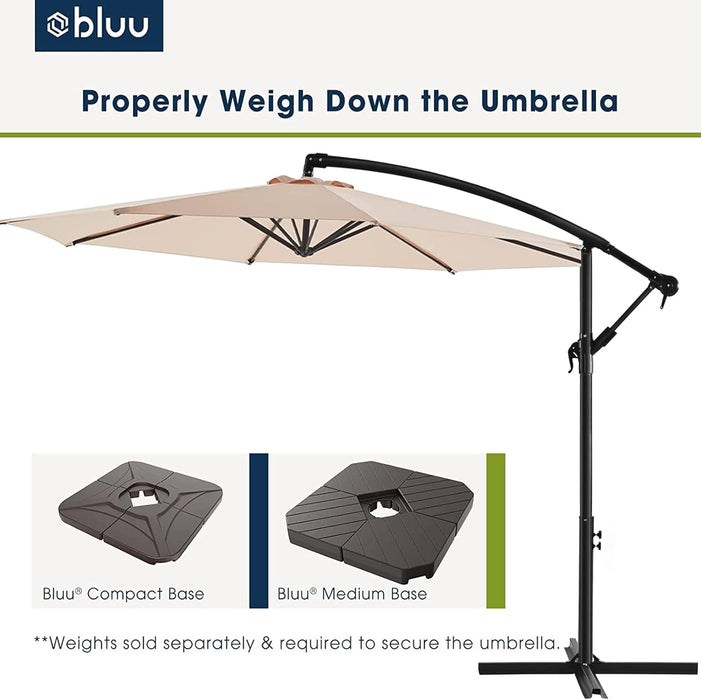 WUFF  10Ft Patio Offset Umbrella Cantilever Umbrella Hanging Market Umbrella Outdoor Umbrellas with Crank & Cross Bases(Beige)