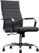 Home Office Chair Ribbed, Modern Leather Conference Room Chairs, Ergonomic Office Desk Chair, High Back Executive Computer Chair, Adjustable Swivel Chair with Arms (Black)