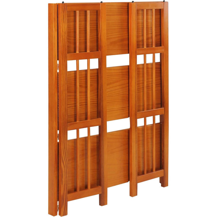 3-Shelf Folding Stackable Bookcase (27.5" Wide)-Honey Oak