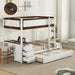 Twin over Twin Bunk Bed Twin Size Trundle, Wood Twin Bunk Bed with USB Ports, Storage and Desk, White+Walnut