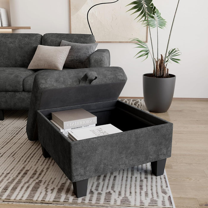 Couch for Living Room - Small Space Couches Sectional L-Shaped Sofa, 3 Seat Modern Couch, Sofas Convertible with Storage Ottoman for Small Space, Bedroom, Offices and Apartments - Grey