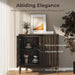 Fluted Buffet Cabinet with Storage, Small Accent Cabinet, Walnut