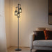 70" Industrial Floor Lamp, Stepless Dimmable Standing Lamp with 3 Bulbs, Farmhouse Corner Standing Tree Lamp for Living Room, Tall Lamps for Bedroom, Office, Study Room, Dining Room, Black