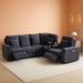 Oversized Modular Sectional Sofa with 2 Power Recliner, 5-Seater L-Shaped Corduroy Reclining Couch with Storage Console Charging Cup Holders, Fluffy Reclining Couches for Living Room,Grey