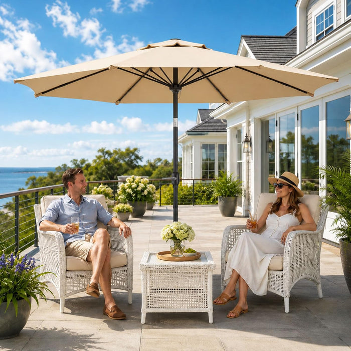 Outdoor Patio Umbrella,Table Umbrella with Push Button Tilt and Crank,Market Umbrella with 8 Sturdy Ribs,Yard Umbrella