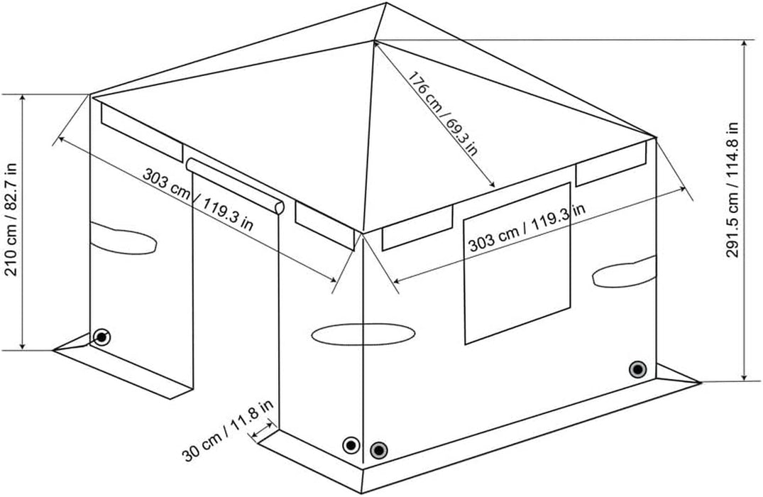 Universal Winter Cover for Gazebos, Gazebo Accessories, Gray, 10' X 10'