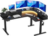 65″ L-Shaped Standing Desk with Power Outlets & LED Strip, Electric Height Adjustable Corner Computer Desk, Sit Stand up Desk with 3 Drawers, Black