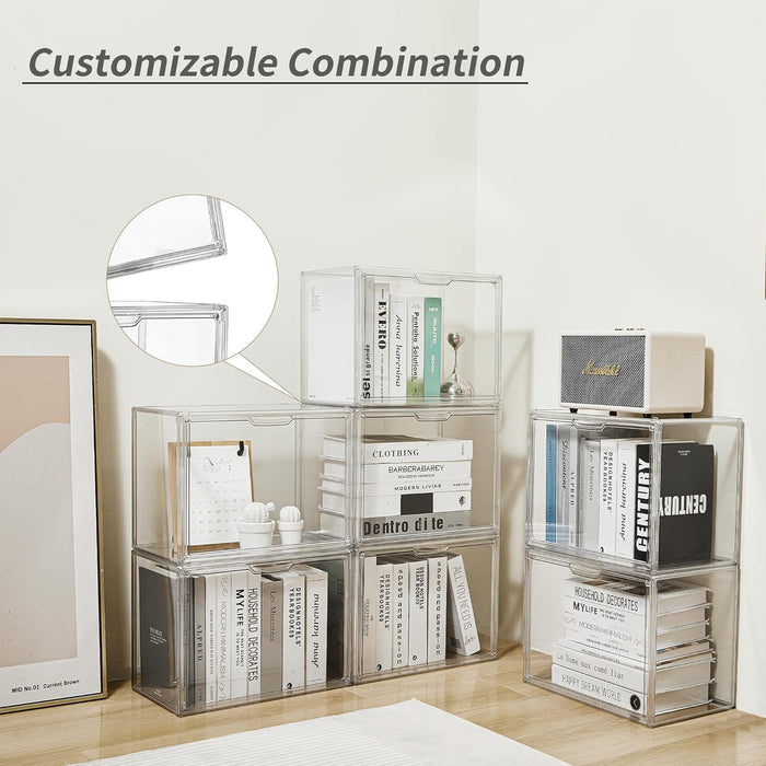 Stackable Cube Storage Organizer Clear Display Case