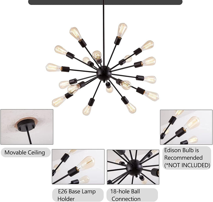 Black Sputnik Chandeliers 36 Inch Pendant Lighting