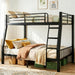 Full XL over Queen Bunk Bed for Adults, Heavy Duty Metal Queen Bunk Bed Frame with Reinforced Steel Slats, Full-Length Guardrails & Anti-Slip Ladder, Noise-Free, No Box Spring Needed, Black
