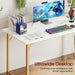 Computer Desk,47 Inches Home Office Desk Writing Study Table Modern Simple Style PC Desk with Metal Frame,Gold