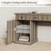 Fluted Home Office Desk Storage, 60" Modern Executive Desk with Charging Station, Wooden Computer Writing Desk with File Cabinet & Drawers for Study, Living Room, Bedroom