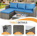 Outdoor Patio Furniture Sets, Small Outdoor Sofa Patio Sectional Sets 3-Piece All Weather Wicker Rattan Patio Seating Sofas with Glass Coffee Table and Cushion (Blue)