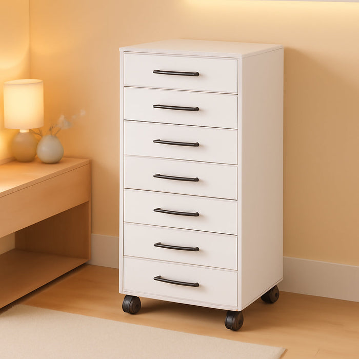 7-Drawer Chest, File Cabinet, Wooden File Cabinet, Office Cabinet with Drawers, Storage Cabinet, for Home Office, Study, Easy Assembly, White WT07WJ01