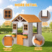 Wooden Kids Playhouse With Brown Weatherproof Kitchen