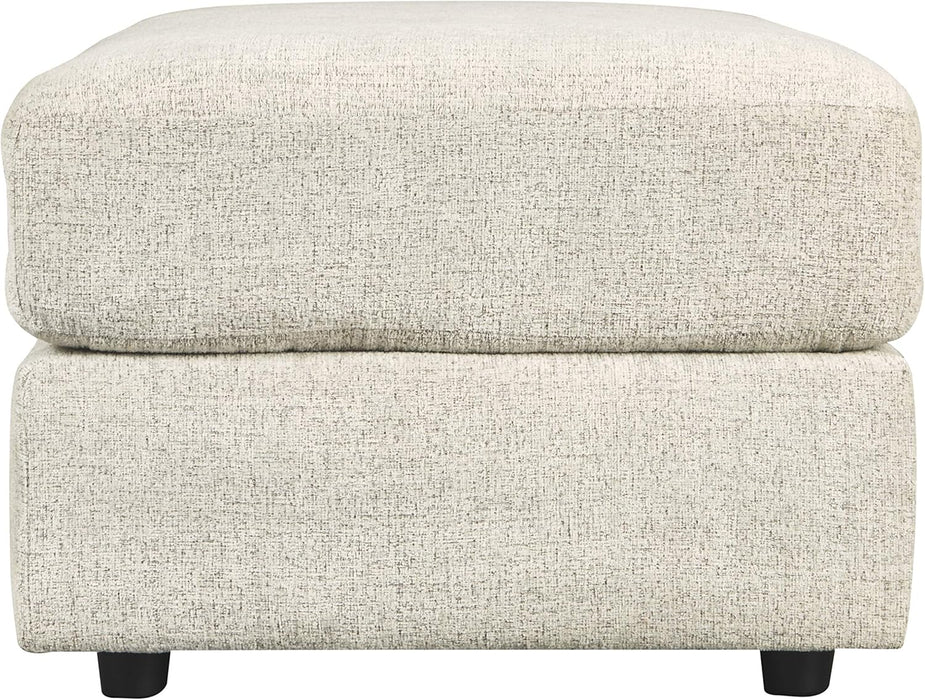 Soletren Contemporary Chenille Oversized Ottoman, Off-White
