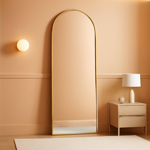 Arched Full Length Mirror, 56"×15" Large Floor Mirrors, for Wall Door Bedroom Bathroom Living Room (Gold)