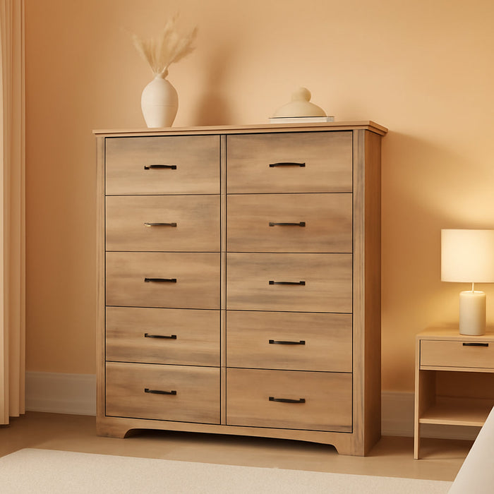 8-Drawer Dresser - Modern Bedroom Chest with Wide Drawers, Wood Storage Organizer for Bedroom or Living Room, Brown