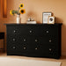 Dresser for Bedroom, 7 Wood Dresser, Chest of Drawers, for TV up to 65 Inch, TV Stand Storage Chest of Drawers for Hallway Entryway (Black)