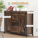 Industrial Farmhouse Buffet Cabinet, Kitchen Sideboard with Sliding Barn Doors, Three Drawers and Adjustable Shelves for Living Room, Rustic Brown